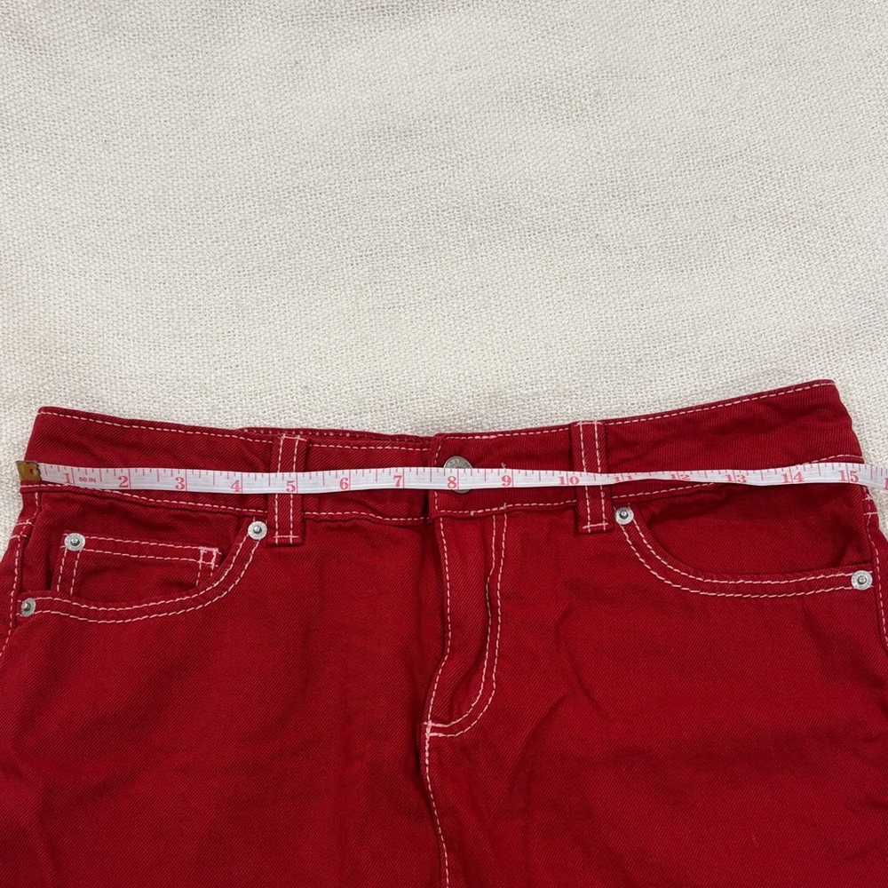 Garage Red Mini Skirt with White Stitching - Picture 4 of 4